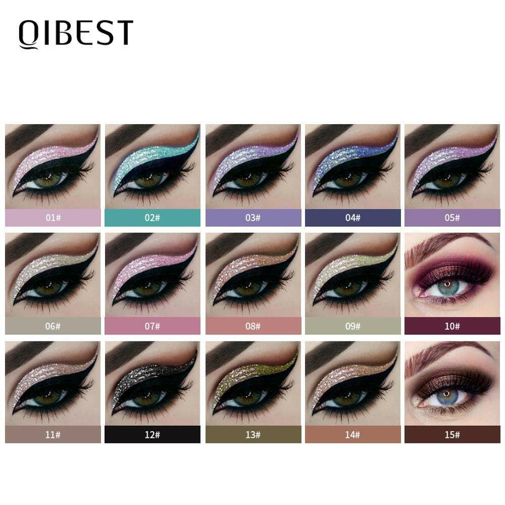 wtf QIBEST 15 Colors Eyeshadow Stick Shining Makeup Glitter Pigment Waterproof Eye Shadow Stick Smoky Liquid Eye Shadow Cosmetics.