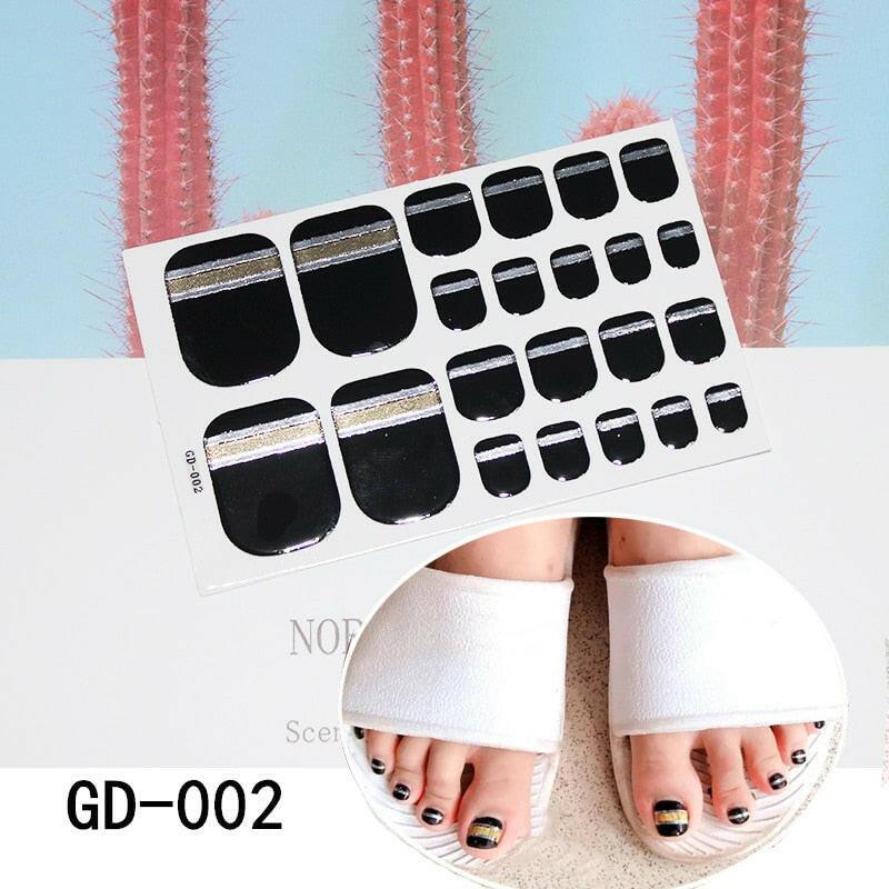 3333b 1 Sheet Full Cover Toe Nail Art Glitter Toenail Sticker Sparkling Foot Decals Dark Pink Sexy Summer Style Manicure Drop Ship.