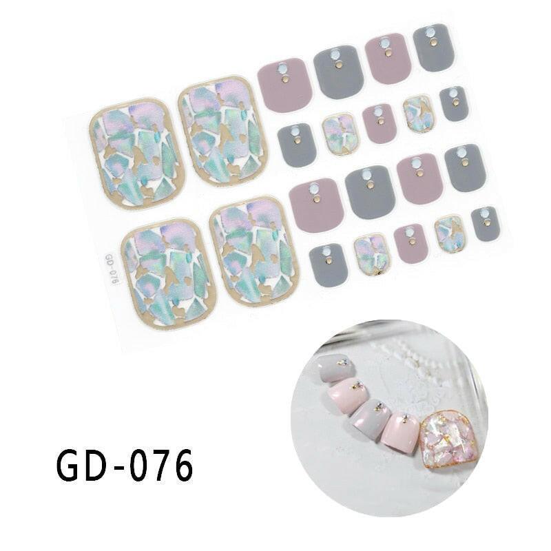 3333b 1 Sheet Full Cover Toe Nail Art Glitter Toenail Sticker Sparkling Foot Decals Dark Pink Sexy Summer Style Manicure Drop Ship.