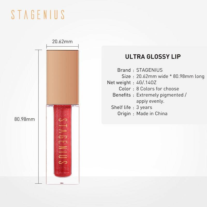 wtf STAGENIUS Lipgloss Waterproof Long-lasting 8 Shades Mirro Glass Non Stick Shimmer Glitter Gloss Lip Tint Makeup.