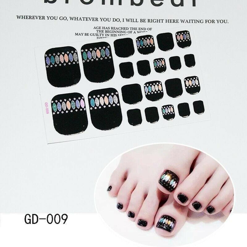 wtf 1 Sheet Full Cover Toe Nail Art Glitter Toenail Sticker Sparkling Foot Decals Dark Pink Sexy Summer Style Manicure Drop Ship.