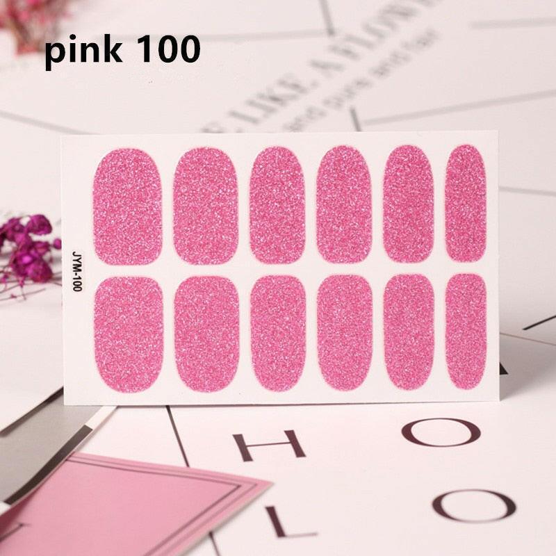 3333b 1 Sheet Full Cover Toe Nail Art Glitter Toenail Sticker Sparkling Foot Decals Dark Pink Sexy Summer Style Manicure Drop Ship.