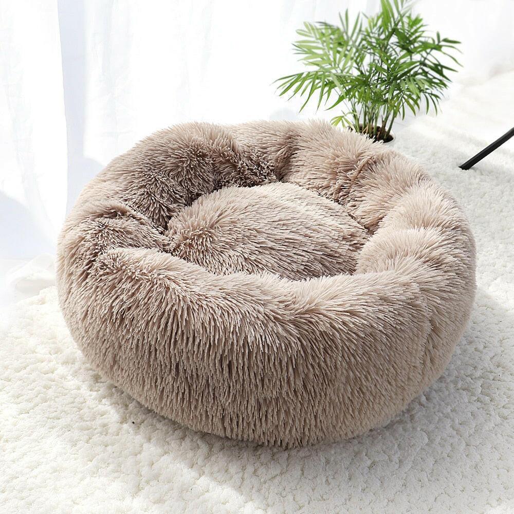 wtf Fluffy Calming Dog Bed Long Plush Donut Pet Bed Hondenmand Round Orthopedic Lounger Sleeping Bag Kennel Cat Puppy Sofa Bed House.