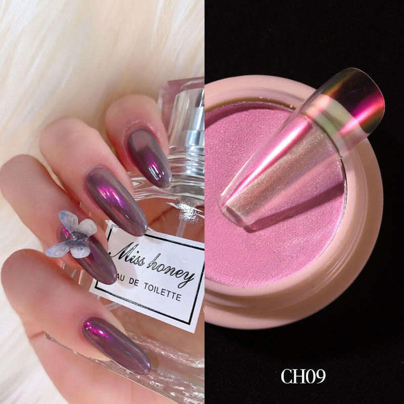 wtf 1g/box Transparent Holo Nail Glitter Mirror Aurora Neon Powders Dust Chameleon Nail Art Chrome Pigment Dipping Powder Decoration.