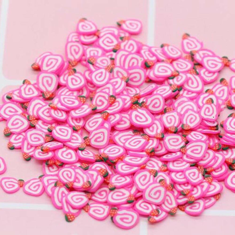 wtf 1000pcs/bag Polymer Clay Fruit Slices 5mm Diameter DIY Nail Art Decorations Sticker Mixed 23 Type Designs Tools Fruit Slice JK06.