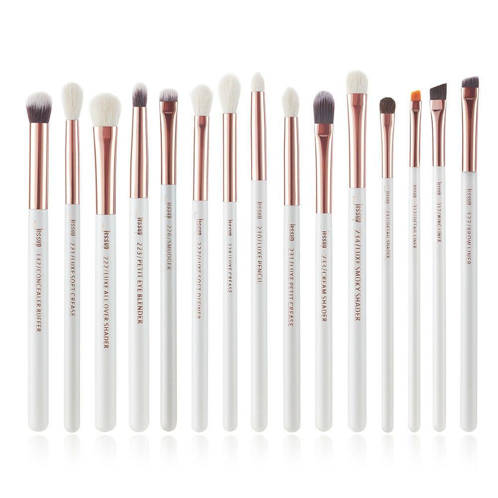 wtf Jessup Eye Makeup Brushes Set 15pcs Precise Eyeshadow Brush Eyebrow EyeLiner Blending Concealer Natural Synthetic Black T177.