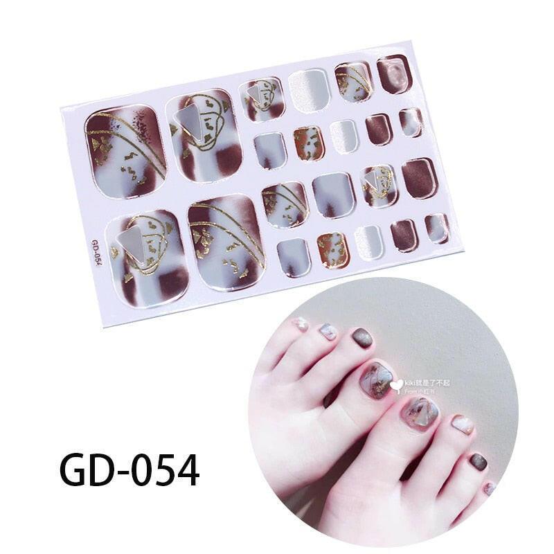 wtf 1 Sheet Full Cover Toe Nail Art Glitter Toenail Sticker Sparkling Foot Decals Dark Pink Sexy Summer Style Manicure Drop Ship.