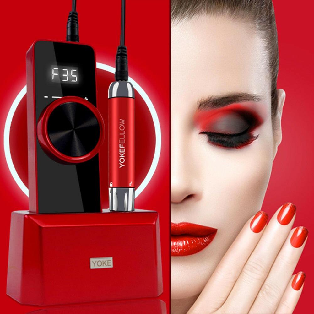 wtf 35000RPM Nail Drill Machine Brushless Drive Electric Manicure Drill Rechargeable Cordless Efile For Acrylic Gel Nails Home Salon.