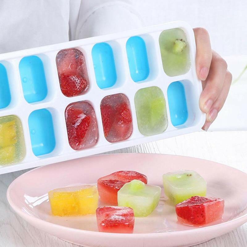 wtf 14 Grids Silicone Ice Cube Tray Mold With Clear Cover Popsicle Kichen Summer Mould Fruit Maker Home Freezer Accessories Cub.