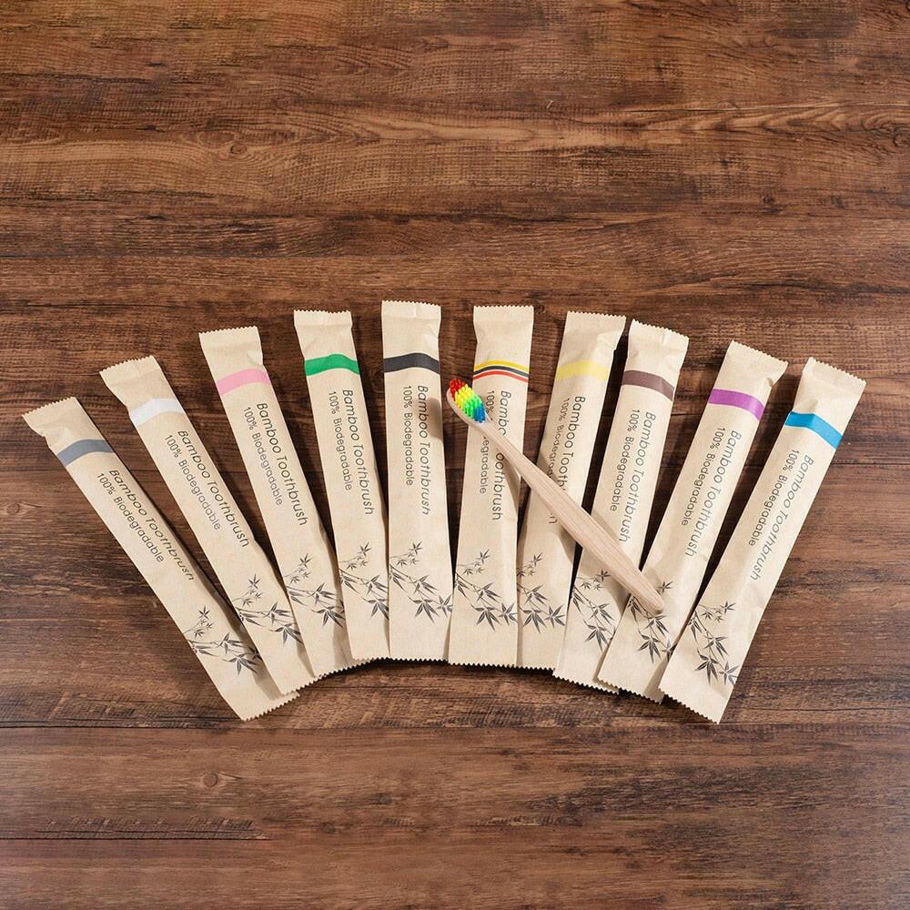 wtf 10 Piece soft bristles bamboo toothbrush eco friendly vegan tooth brush escova de dente cepillo de dientes bambu brosse a dent.