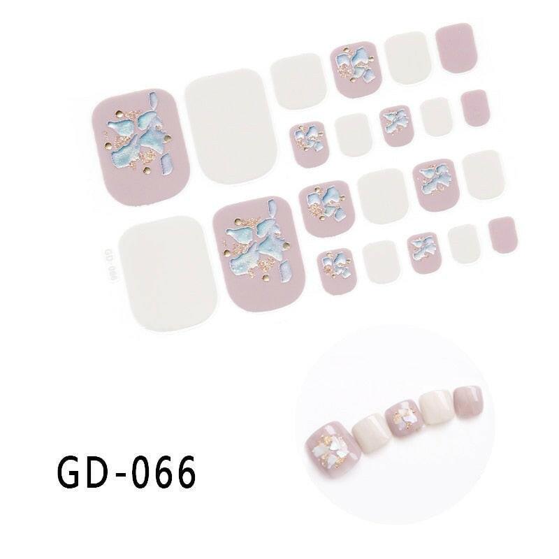 3333b 1 Sheet Full Cover Toe Nail Art Glitter Toenail Sticker Sparkling Foot Decals Dark Pink Sexy Summer Style Manicure Drop Ship.