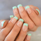 Gel Cover False Nails Gold Glitter Nude Ladi's Press On Fingernails Short With Adhesive Tabs Perfect For Daily.