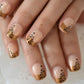 Gel Cover False Nails Gold Glitter Nude Ladi's Press On Fingernails Short With Adhesive Tabs Perfect For Daily.