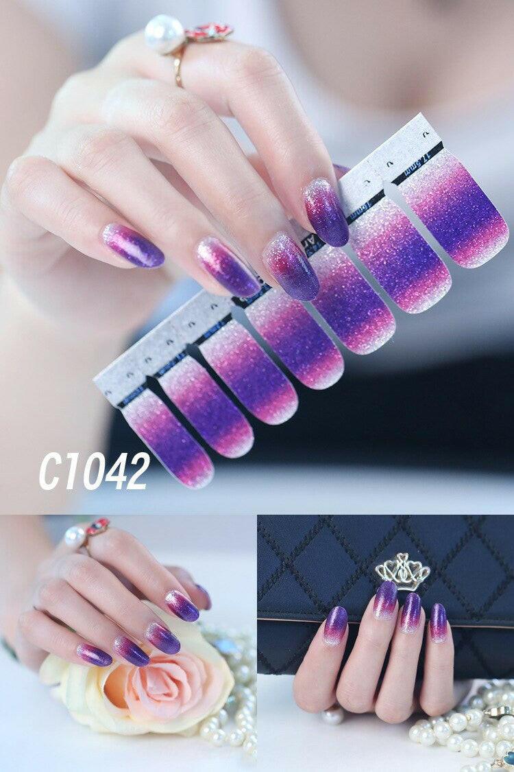 wtf 14tips Stickers Colorful Self-adhesive Nail Art Wraps Hot Sale Fashion Nail Polish Stickes Manicure Full Wrap Tools Decorations.