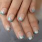 Gel Cover False Nails Gold Glitter Nude Ladi's Press On Fingernails Short With Adhesive Tabs Perfect For Daily.