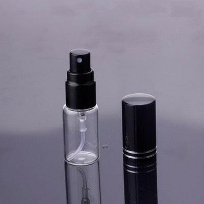 wtf 100pcs/lot 5ml 10ml 15ml Portable Black Glass Perfume Bottle With Atomizer Empty Cosmetic Containers For Travel.