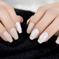 Gel Cover False Nails Gold Glitter Nude Ladi's Press On Fingernails Short With Adhesive Tabs Perfect For Daily.