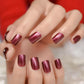 Gel Cover False Nails Gold Glitter Nude Ladi's Press On Fingernails Short With Adhesive Tabs Perfect For Daily