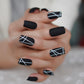Gel Cover False Nails Gold Glitter Nude Ladi's Press On Fingernails Short With Adhesive Tabs Perfect For Daily
