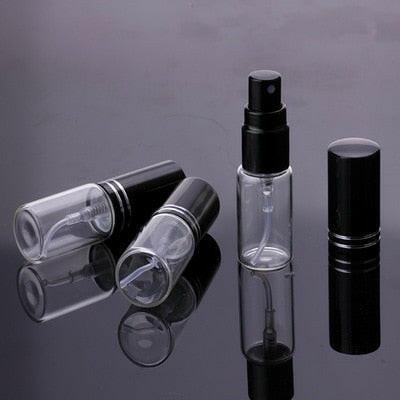 wtf 100pcs/lot 5ml 10ml 15ml Portable Black Glass Perfume Bottle With Atomizer Empty Cosmetic Containers For Travel.