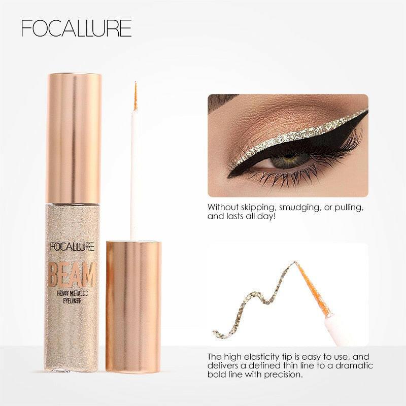 wtf Focallure Liquid Glitter Eyeliner Pencils White Gold Color Shining Shimmer Eye Liner Makeup Pen.