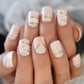 Gel Cover False Nails Gold Glitter Nude Ladi's Press On Fingernails Short With Adhesive Tabs Perfect For Daily