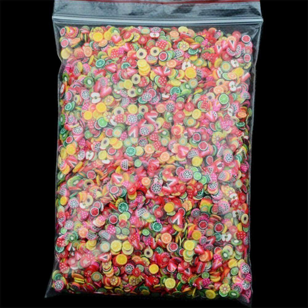 3333b 1000pcs/bag Polymer Clay Fruit Slices 5mm Diameter DIY Nail Art Decorations Sticker Mixed 23 Type Designs Tools Fruit Slice JK06.