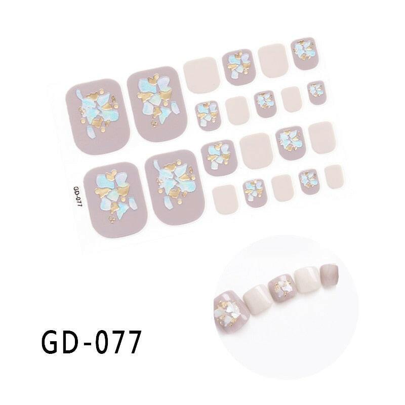 3333b 1 Sheet Full Cover Toe Nail Art Glitter Toenail Sticker Sparkling Foot Decals Dark Pink Sexy Summer Style Manicure Drop Ship.