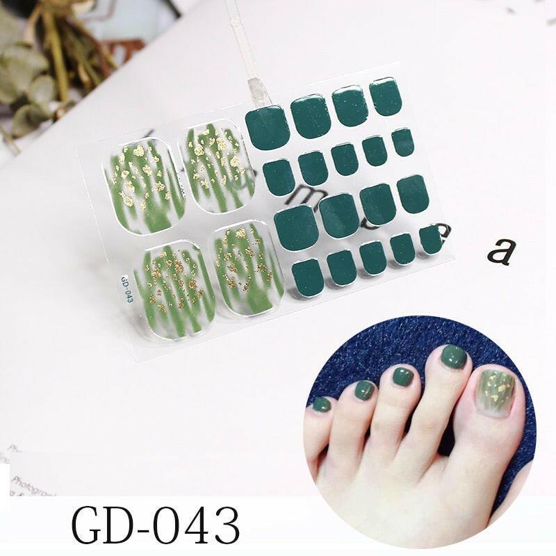 3333b 1 Sheet Full Cover Toe Nail Art Glitter Toenail Sticker Sparkling Foot Decals Dark Pink Sexy Summer Style Manicure Drop Ship.