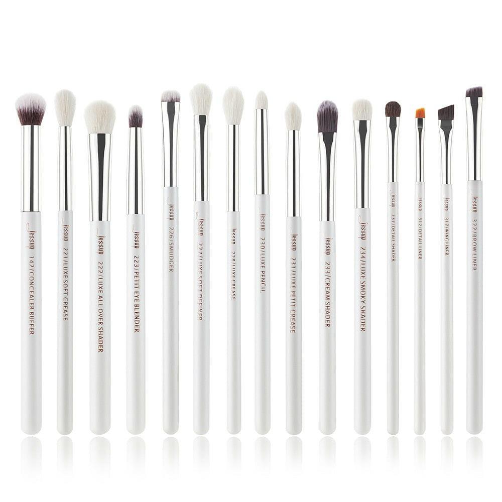 wtf Jessup Eye Makeup Brushes Set 15pcs Precise Eyeshadow Brush Eyebrow EyeLiner Blending Concealer Natural Synthetic Black T177.