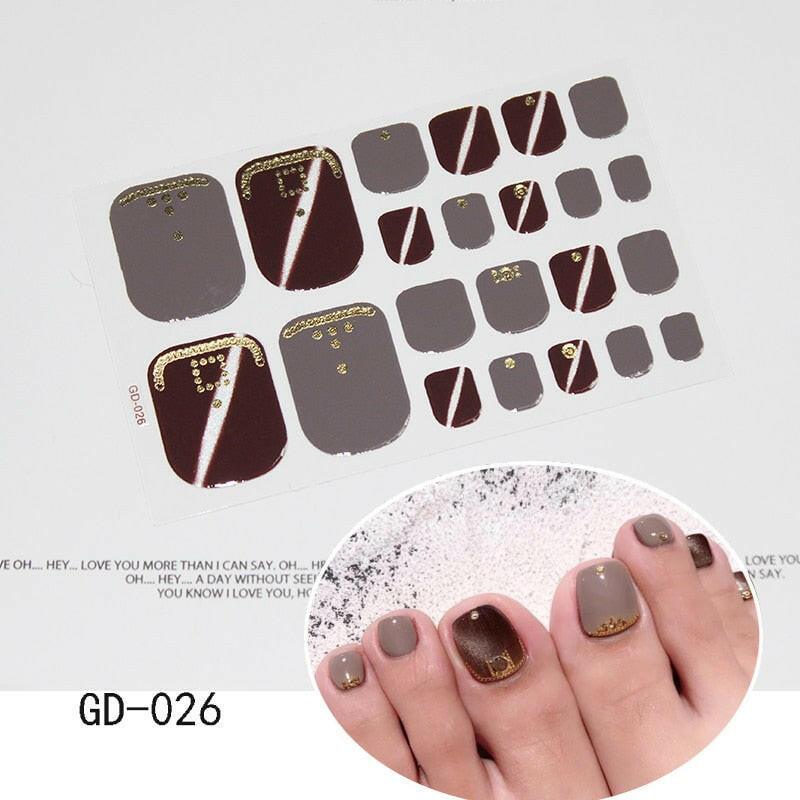 3333b 1 Sheet Full Cover Toe Nail Art Glitter Toenail Sticker Sparkling Foot Decals Dark Pink Sexy Summer Style Manicure Drop Ship.