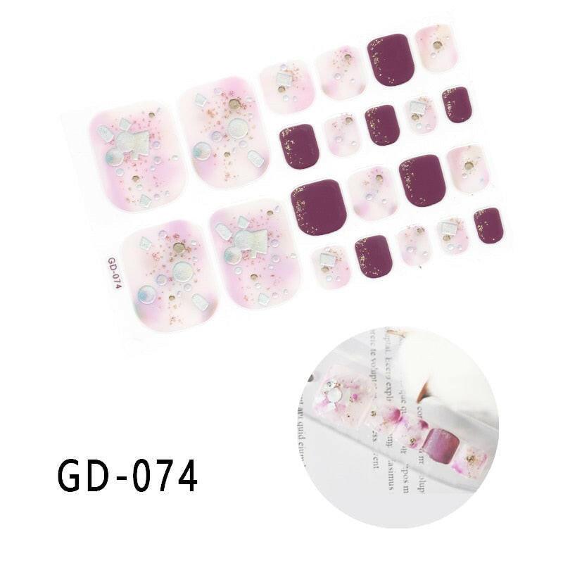 wtf 1 Sheet Full Cover Toe Nail Art Glitter Toenail Sticker Sparkling Foot Decals Dark Pink Sexy Summer Style Manicure Drop Ship.