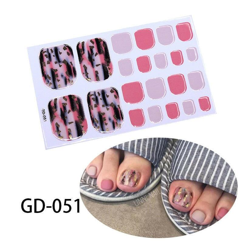 wtf 1 Sheet Full Cover Toe Nail Art Glitter Toenail Sticker Sparkling Foot Decals Dark Pink Sexy Summer Style Manicure Drop Ship.