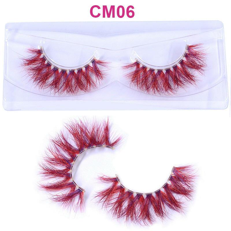 2222 OKAYLASH 3D 6D False Colored Eyelashes Natural Real Mink fluffy Style  Eye lash Extension Makeup Cosplay Colorful Eyelash.