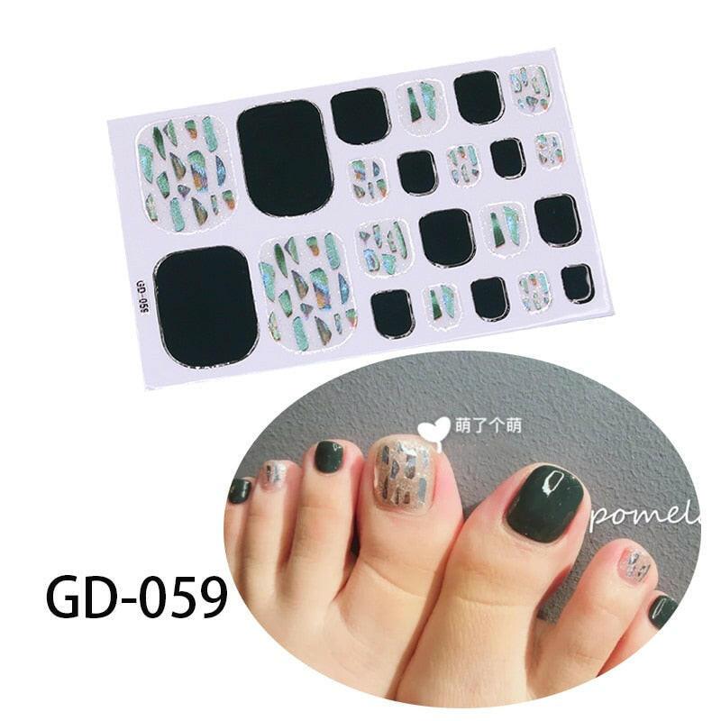 3333b 1 Sheet Full Cover Toe Nail Art Glitter Toenail Sticker Sparkling Foot Decals Dark Pink Sexy Summer Style Manicure Drop Ship.