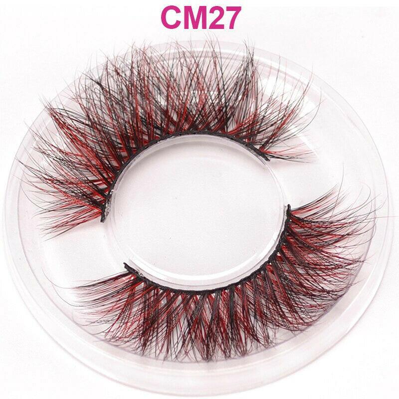 2222 OKAYLASH 3D 6D False Colored Eyelashes Natural Real Mink fluffy Style  Eye lash Extension Makeup Cosplay Colorful Eyelash.