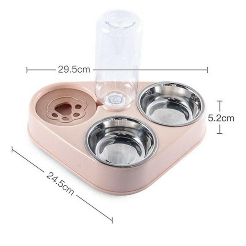 wtf 500ML Dog Bowl Cat Feeder Bowl With Dog Water Bottle Automatic Drinking Pet Bowl Cat Food Bowl Pet Stainless Steel Double 3 Bowl.