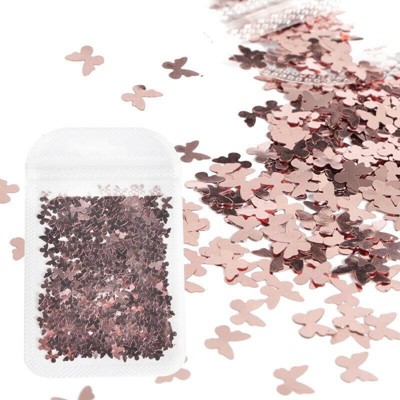 2222 Holographic Red Butterfly Nail Art Glitter Sequins 3D Laser Sheet Manicure Charm Parts For Nail Design Decoration Accessories.