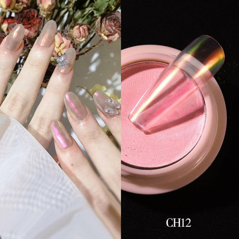 wtf 1g/box Transparent Holo Nail Glitter Mirror Aurora Neon Powders Dust Chameleon Nail Art Chrome Pigment Dipping Powder Decoration.