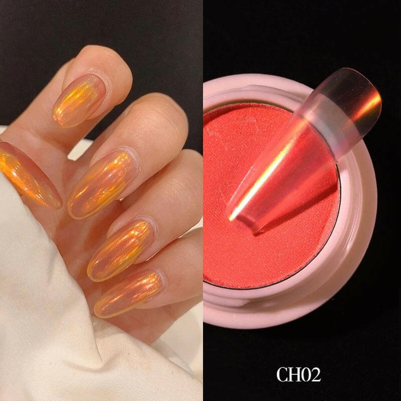 wtf 1g/box Transparent Holo Nail Glitter Mirror Aurora Neon Powders Dust Chameleon Nail Art Chrome Pigment Dipping Powder Decoration.