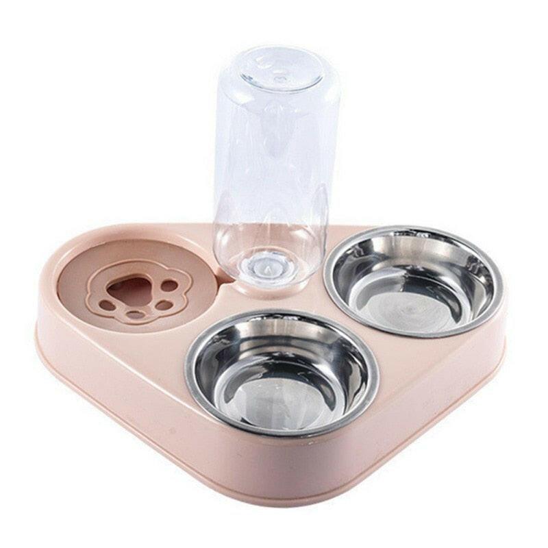 wtf 500ML Dog Bowl Cat Feeder Bowl With Dog Water Bottle Automatic Drinking Pet Bowl Cat Food Bowl Pet Stainless Steel Double 3 Bowl.