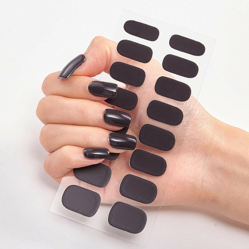 3333b Pure Solid Color Nail Stickers Adhesive Minimalist Design Fashion Nail Stickers Designer Nail Decals Nail Strips Nail Tips.