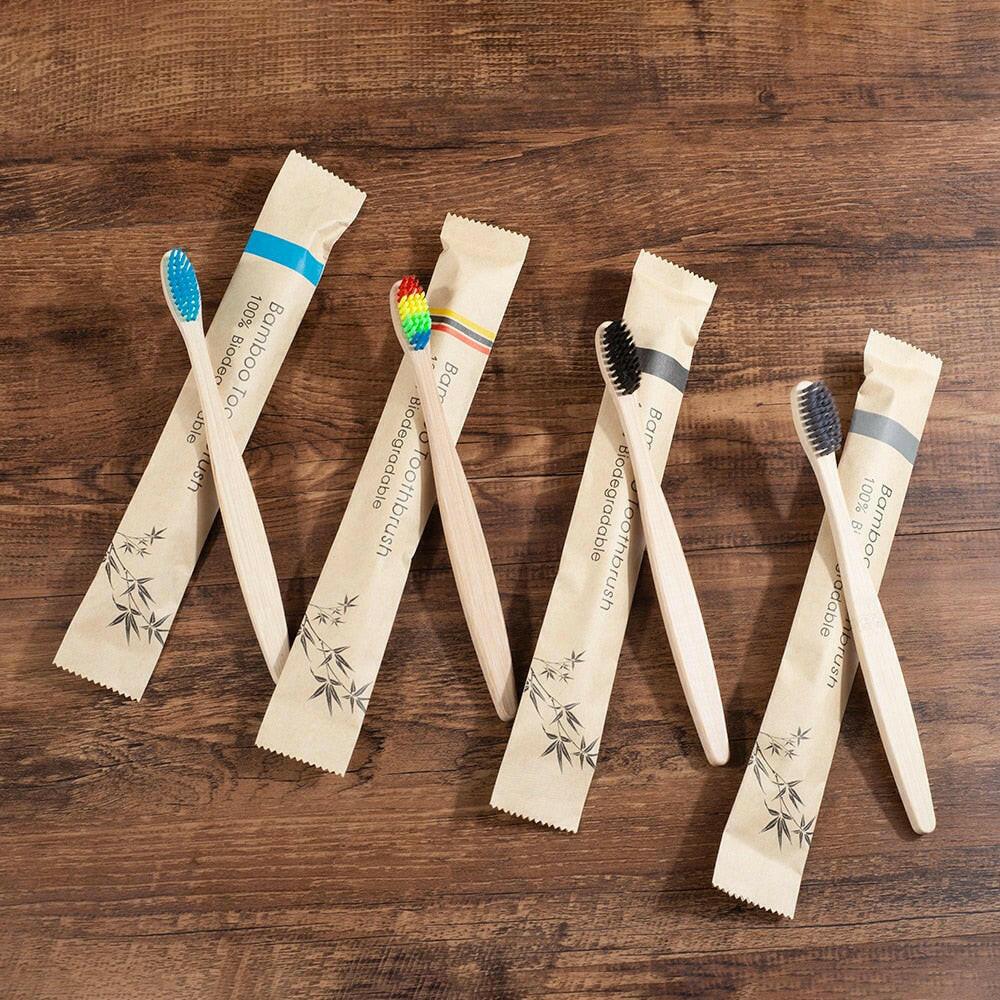 wtf 10 Piece soft bristles bamboo toothbrush eco friendly vegan tooth brush escova de dente cepillo de dientes bambu brosse a dent.