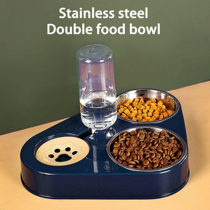 wtf 500ML Dog Bowl Cat Feeder Bowl With Dog Water Bottle Automatic Drinking Pet Bowl Cat Food Bowl Pet Stainless Steel Double 3 Bowl.