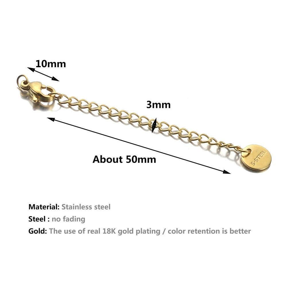 wtf 10pcs/lot Stainless Steel  Extended Extension Tail Chain Lobster Clasps Connector DIY Jewelry Making Findings Bracelet Necklace.