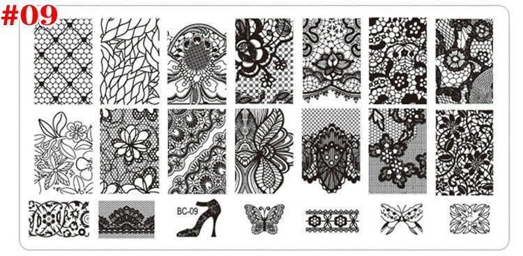 wtf 1Pcs Spider Web Nail Stamping Plate Skull Rose Pattern Rectangle Nail Art Stamp Stamping Template Image Plate Stencil Mezerdoo32.