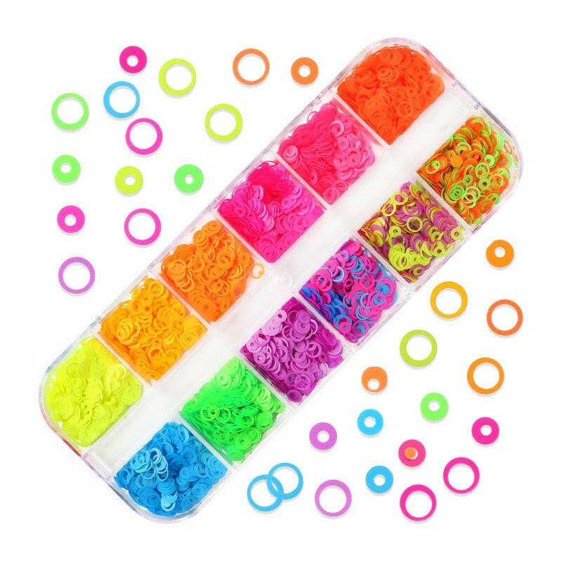 3333b 12 Grids Starry Manicure Design Decoration Holographic Star Nail Art Glitter Sequins for UV Gel Polish Nail Supplies Accessories.