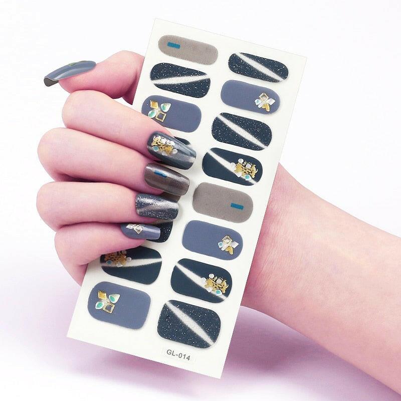 wtf 16 Tips/Sheet Glitter Series Shiny Colorful Nail Polish Nail Wraps DIY Nail Accesoires Nails Sticker Designer Nail Strips.