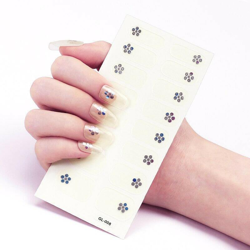 wtf 16 Tips/Sheet Glitter Series Shiny Colorful Nail Polish Nail Wraps DIY Nail Accesoires Nails Sticker Designer Nail Strips.