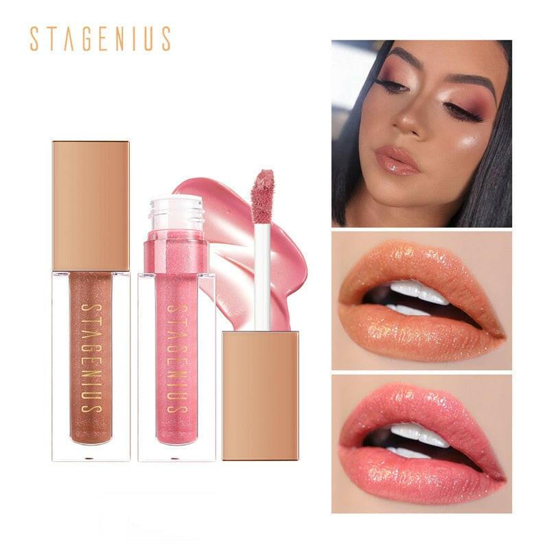 wtf STAGENIUS Lipgloss Waterproof Long-lasting 8 Shades Mirro Glass Non Stick Shimmer Glitter Gloss Lip Tint Makeup.